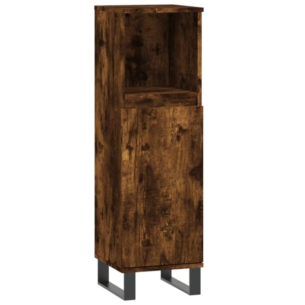 The Living Store badeværelsesskab 30x30x100 cm konstrueret træ røget egetræ -  Badeværelsesborde