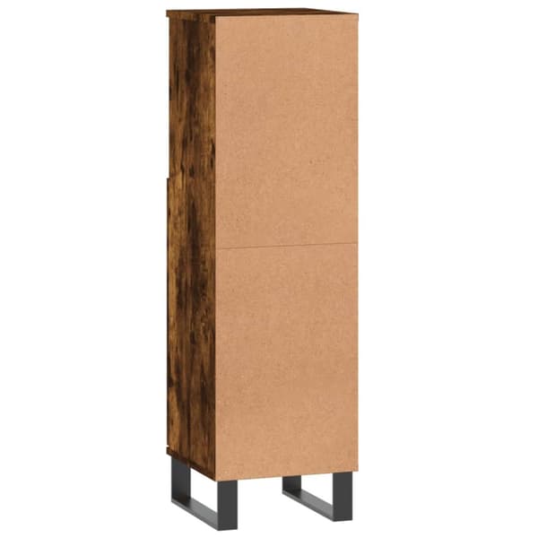 The Living Store badeværelsesskab 30x30x100 cm konstrueret træ røget egetræ -  Badeværelsesborde