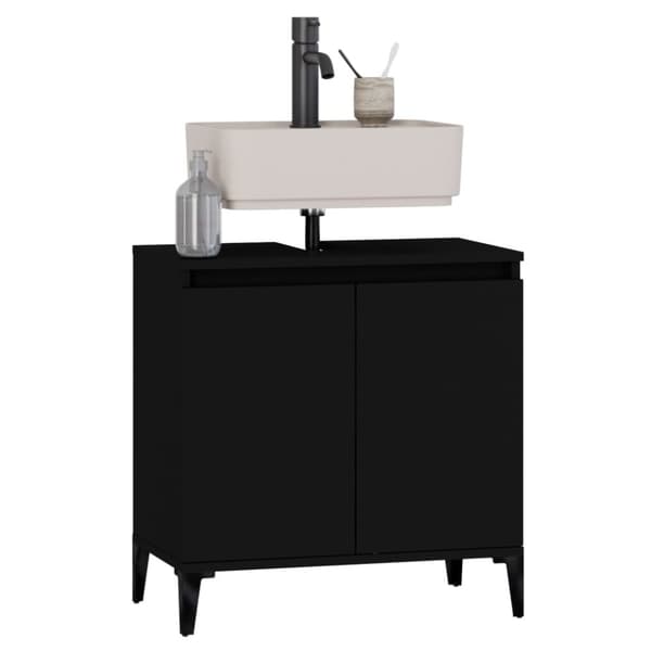 The Living Store Tvättställsskåp svart 58x33x60 cm konstruerat trä -  Badrumsunderskåp