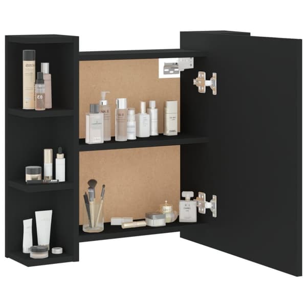 The Living Store Spegelskåp med LED svart 70x16,5x60 cm -  Badrumsunderskåp