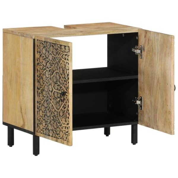 The Living Store Tvättställsskåp 62x33x58 cm massivt mangoträ -  Badrumsunderskåp