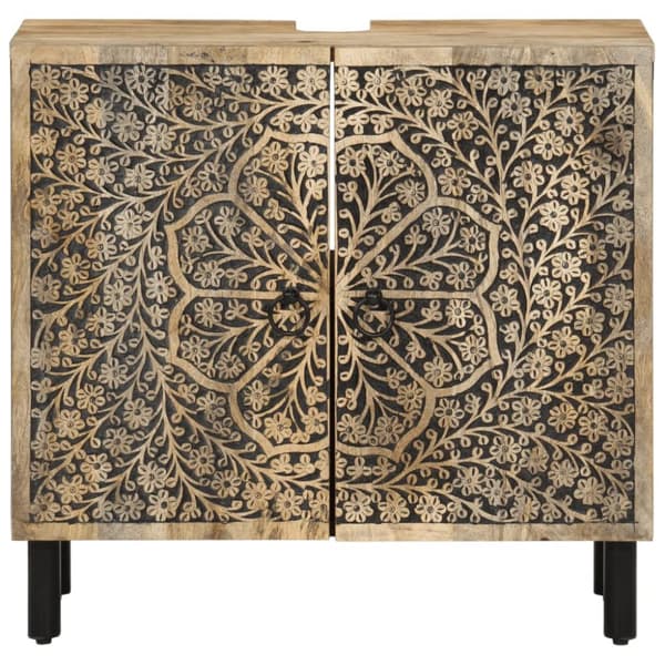 The Living Store Tvättställsskåp 62x33x58 cm massivt mangoträ -  Badrumsunderskåp