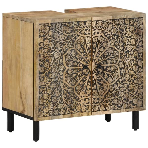 The Living Store Tvättställsskåp 62x33x58 cm massivt mangoträ -  Badrumsunderskåp