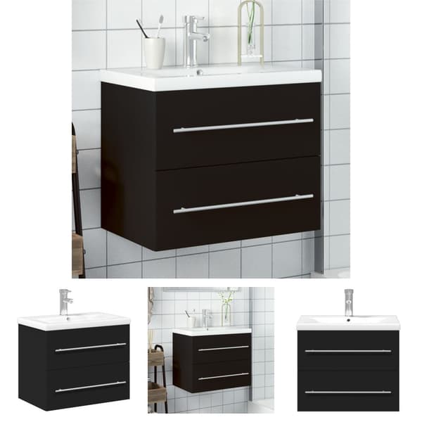 The Living Store Tvättställ med underskåp svart - Badrumsunderskåp