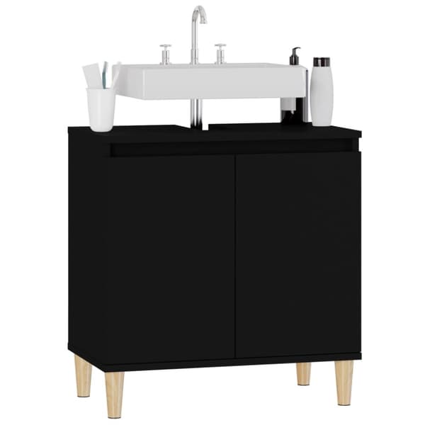 The Living Store underskab til håndvask 58x33x60 cm konstrueret træ sort -  Badeværelsesborde
