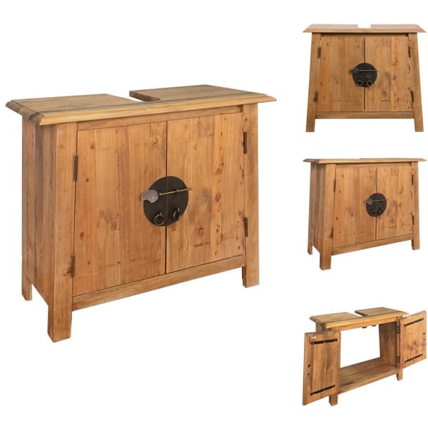 Badeværelsesborde - Living badeværelsesmøbel 70x32x63 cm massivt fyrretræ