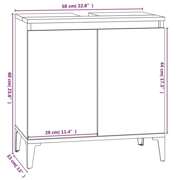 Badrumsunderskåp - Living Tvättställsskåp brun ek 58x33x60 cm konstruerat trä