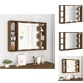 Miniatyrbild 1 av 11: Badrumsunderskåp - Living Spegelskåp med LED brun ek 76x15x55 cm