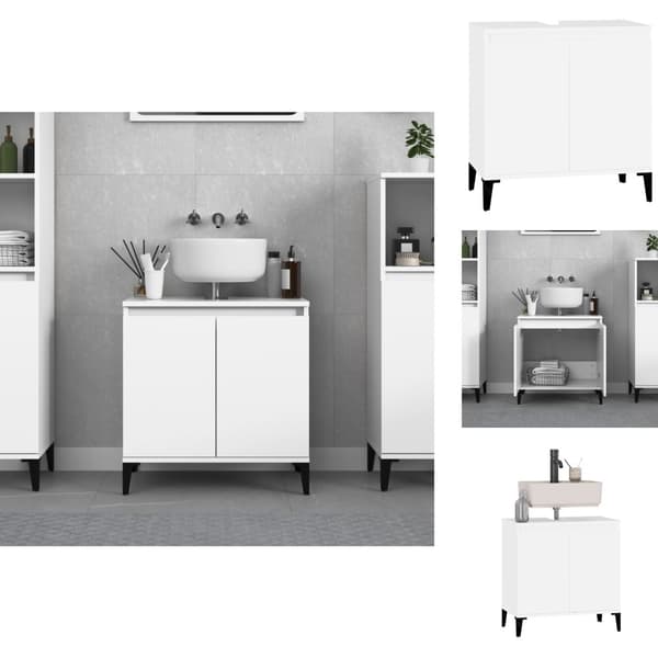 Badrumsunderskåp - Living Tvättställsskåp vit 58x33x60 cm konstruerat trä