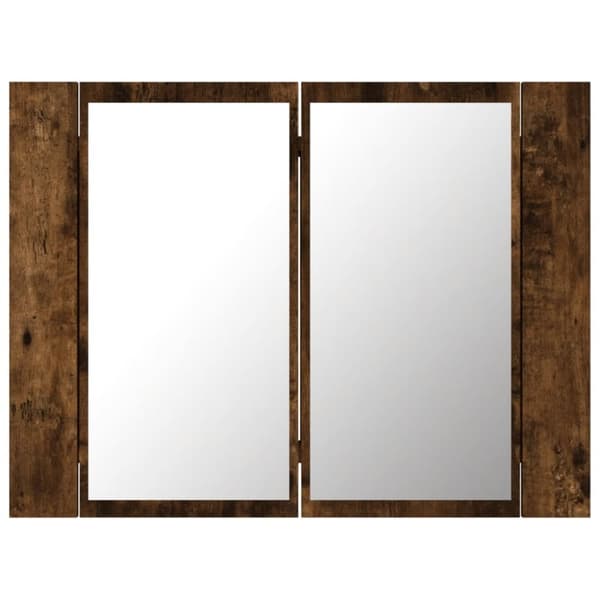 Kylpyhuoneen kampauspöydät - Living LED peilikaappi savutammi 60x12x45 cm tekninen puu