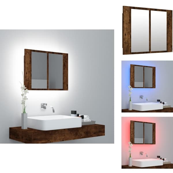 Badeværelsesborde - Living spejlskab m. LED-lys 60x12x45 cm konstrueret træ røget eg