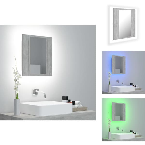 Badrumsunderskåp - Living Spegelskåp med LED betonggrå 40x12x45 cm akryl