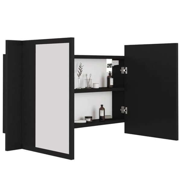Badrumsunderskåp - Living Spegelskåp med LED svart 80x12x45 cm akryl
