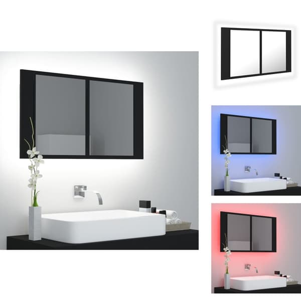 Badrumsunderskåp - Living Spegelskåp med LED svart 80x12x45 cm akryl