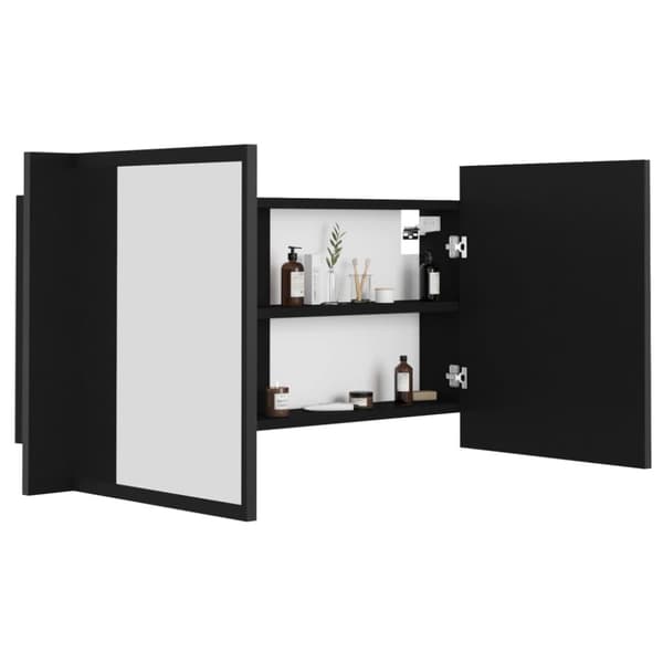 Badrumsunderskåp - Living Spegelskåp med LED svart 90x12x45 cm akryl