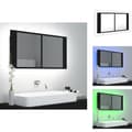 Miniatyrbild 1 av 11: Badrumsunderskåp - Living Spegelskåp med LED svart 90x12x45 cm akryl
