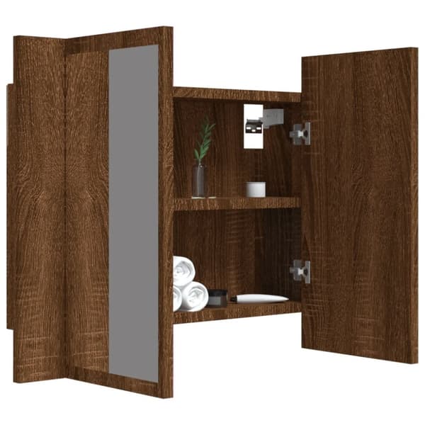 Badeværelsesborde - Living spejlskab m. LED-lys 60x12x45 cm konstrueret træ brunt eg