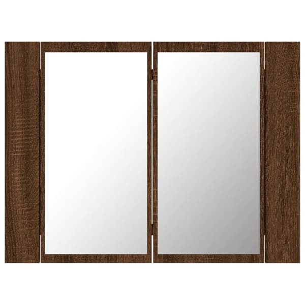 Badeværelsesborde - Living spejlskab m. LED-lys 60x12x45 cm konstrueret træ brunt eg