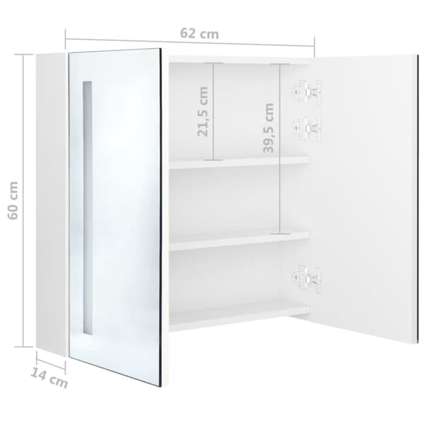 Badrumsunderskåp - Living Spegelskåp med LED vit högglans 62x14x60 cm