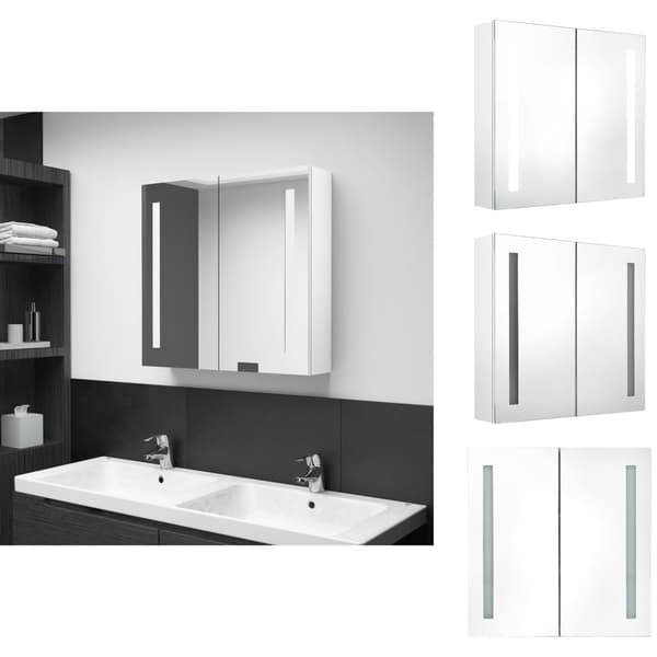 Badeværelsesborde - Living badeværelsesskab med spejl + LED-lys 62x14x60 cm skinnende hvid