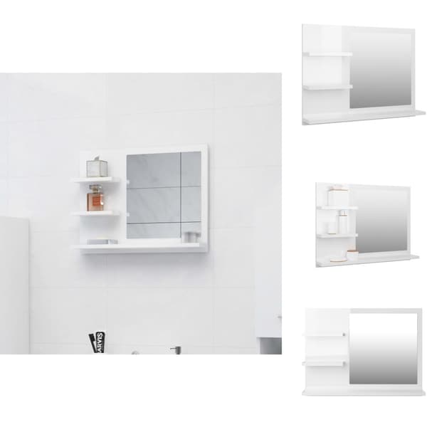 Badeværelsesborde - Living badeværelsesspejl 60x10,5x45 cm konstrueret træ hvid højglans