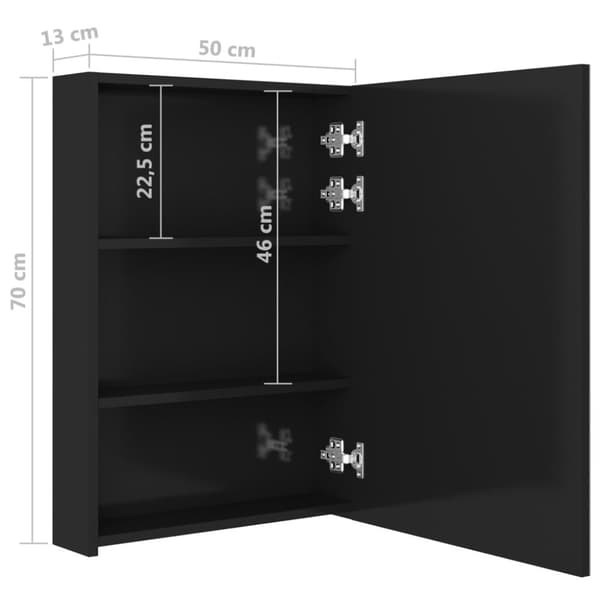 Badrumsunderskåp - Living Spegelskåp med LED svart 50x13x70 cm
