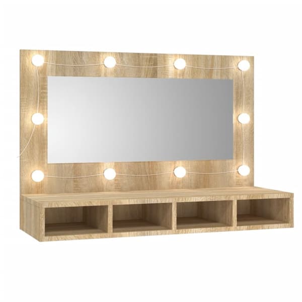 Badeværelsesborde - Living spejlskab med LED-lys 90x31,5x62 cm sonoma-eg