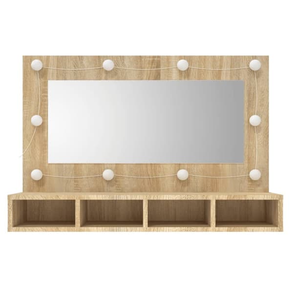 Badeværelsesborde - Living spejlskab med LED-lys 90x31,5x62 cm sonoma-eg