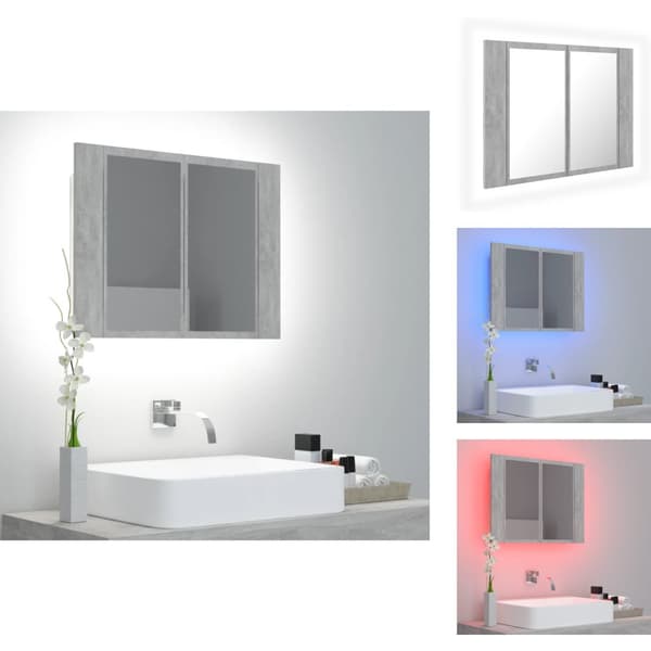 Kylpyhuoneen kampauspöydät - Living Kylpyhuoneen LED peilikaappi betoninharmaa 60x12x45 cm akryyli