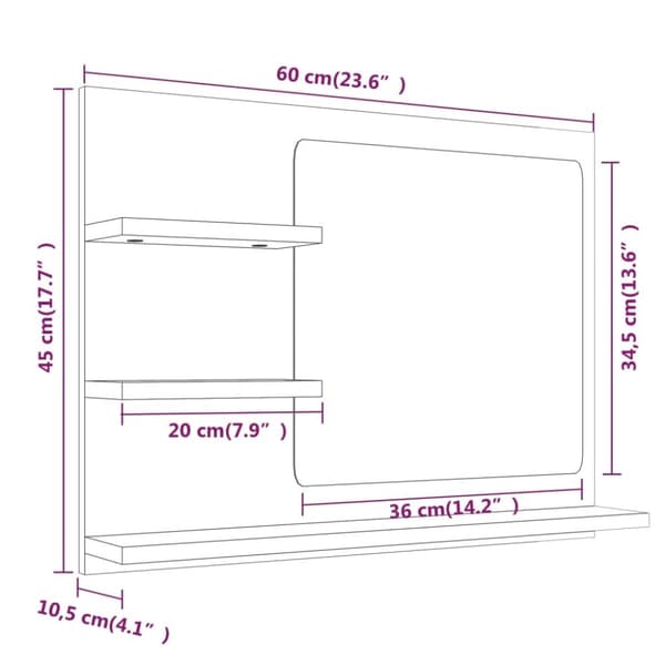 Badrumsunderskåp - Living Badrumsspegel rökfärgad ek 60x10,5x45 cm konstruerat trä