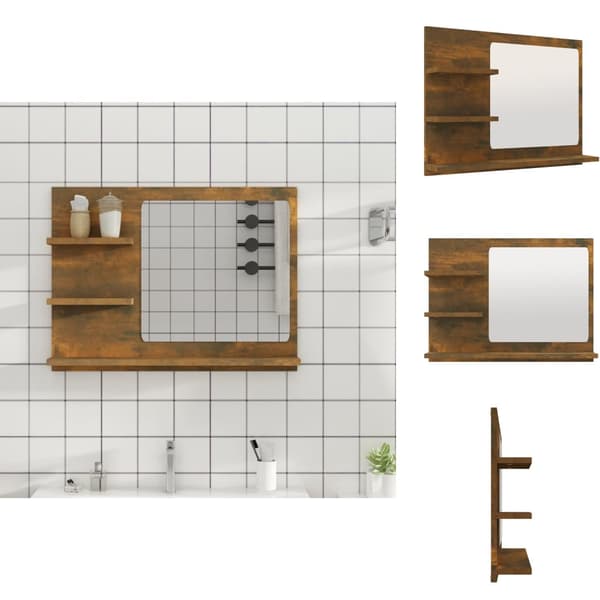 Badrumsunderskåp - Living Badrumsspegel rökfärgad ek 60x10,5x45 cm konstruerat trä