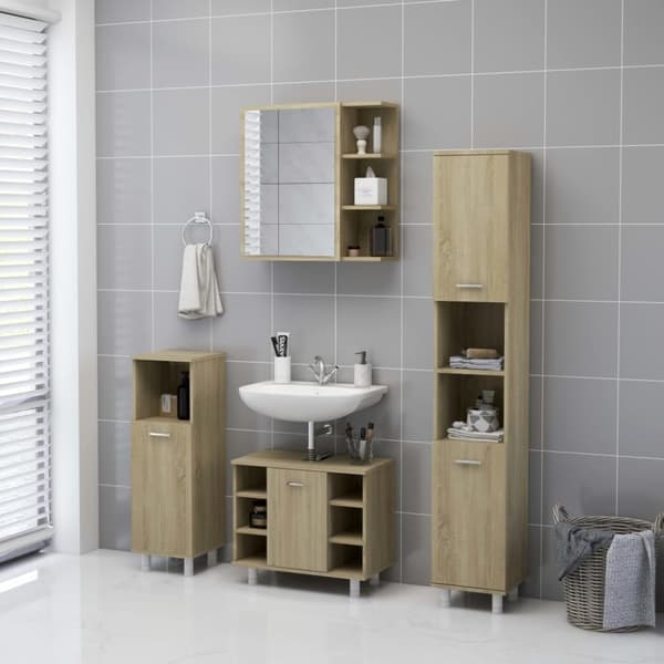 Badrumsunderskåp - Living Spegelskåp för badrum sonoma-ek 62,5x20,5x64 cm konstruerat trä