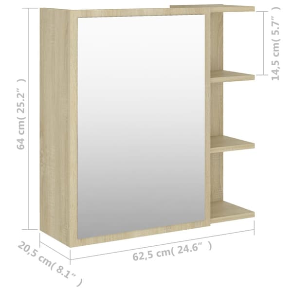 Badrumsunderskåp - Living Spegelskåp för badrum sonoma-ek 62,5x20,5x64 cm konstruerat trä