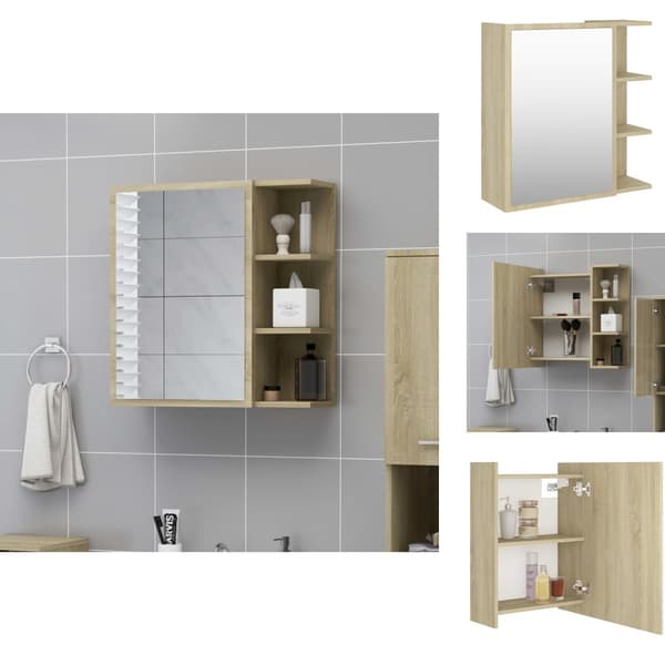 Badrumsunderskåp - Living Spegelskåp för badrum sonoma-ek 62,5x20,5x64 cm konstruerat trä