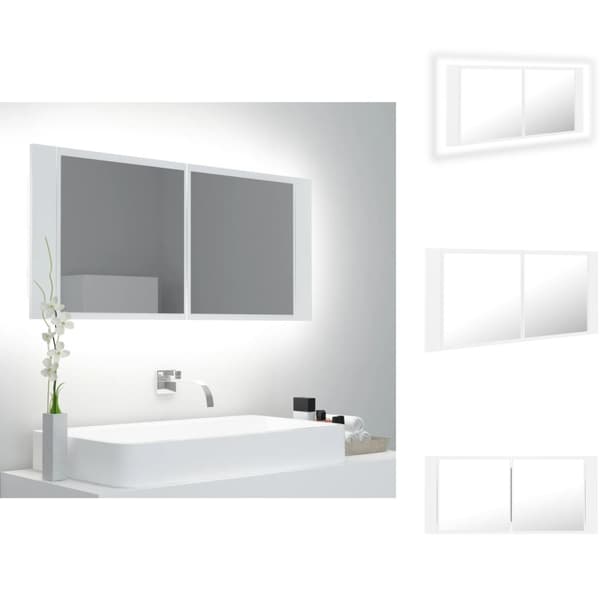 Badrumsunderskåp - Living Spegelskåp med LED svart 100x12x45 cm akryl