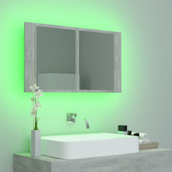 Badrumsunderskåp - Living Spegelskåp med LED betonggrå 80x12x45 cm akryl
