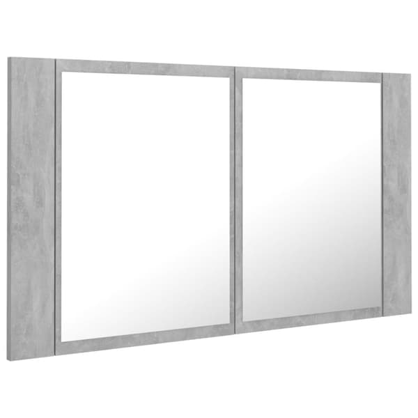 Badrumsunderskåp - Living Spegelskåp med LED betonggrå 80x12x45 cm akryl