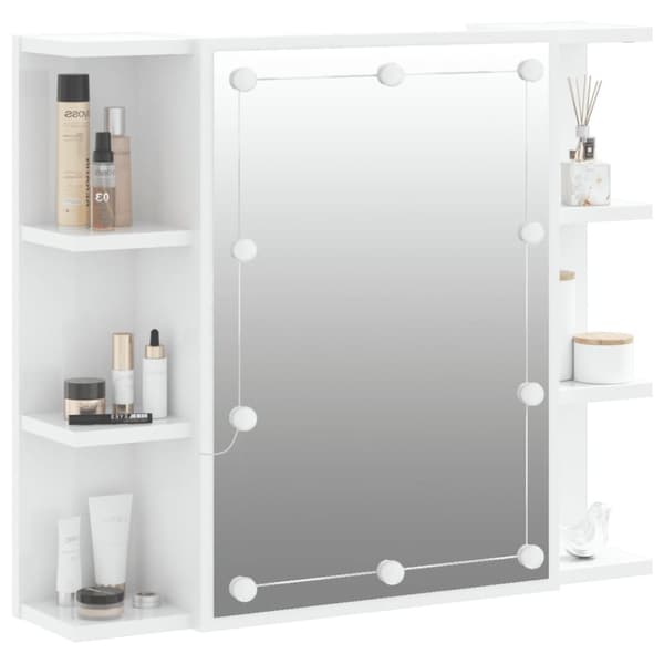 Badrumsunderskåp - Living Spegelskåp med LED vit högglans 70x16,5x60 cm