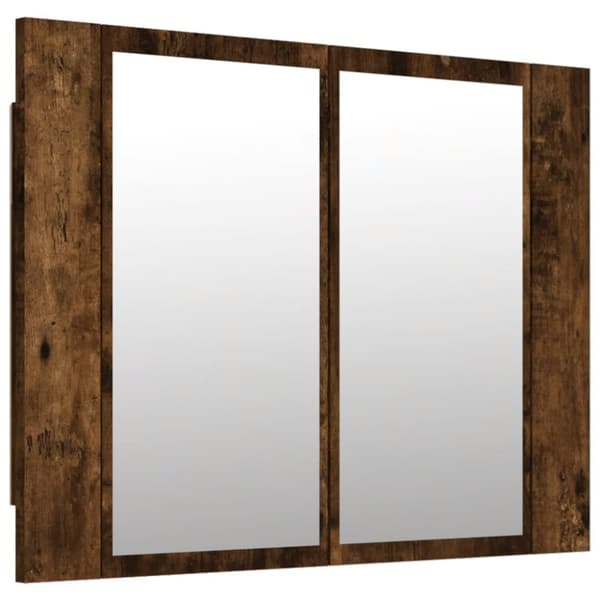Spegelskåp med LED rökfärgad ek 80x20,5x64 cm konstruerat trä - LED-spegel - LED-speglar - Home & Living