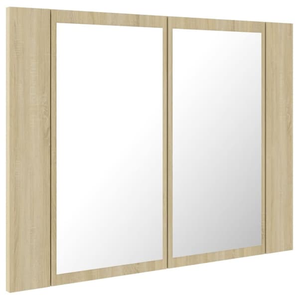 Badeværelsesskab m. Spejl og LED-lys 60x12x45cm akryl sonoma-eg - LED-spejlskab - LED-spejlskabe - Home & Living