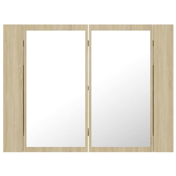 Badeværelsesskab m. Spejl og LED-lys 60x12x45cm akryl sonoma-eg - LED-spejlskab - LED-spejlskabe - Home & Living