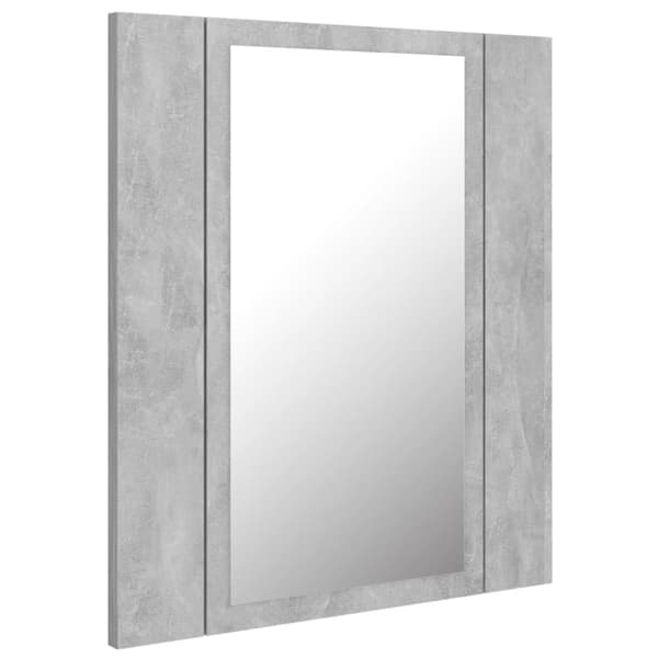 Badeværelsesskab m. Spejl og LED-lys 40x12x45 cm akryl betongrå - LED-spejlskab - LED-spejlskabe - Home & Living