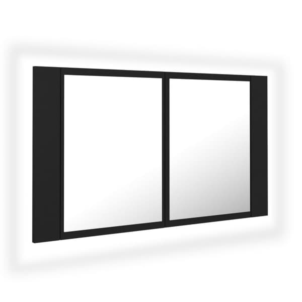 Kylpyhuoneen LED peilikaappi musta 80x12x45 cm akryyli - LED Peilikaappi - LED Peilikaapit - Home & Living