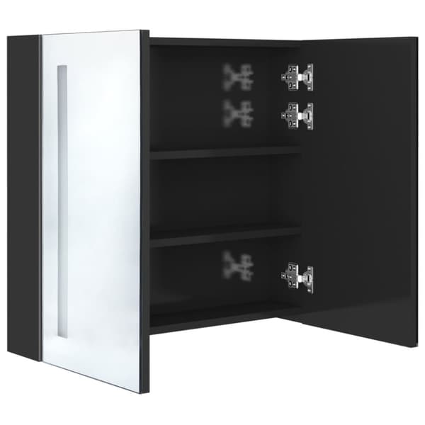 LED kylpyhuoneen peilikaappi kiiltävä musta 62x14x60 cm - Kylpyhuoneen Kaappi - Kylpyhuoneen Kaapit - Home & Living