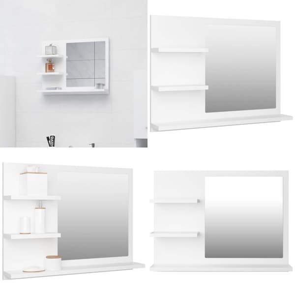 Badrumsspegel vit 60x10,5x45 cm konstruerat trä - Spegel - Speglar - Home & Living