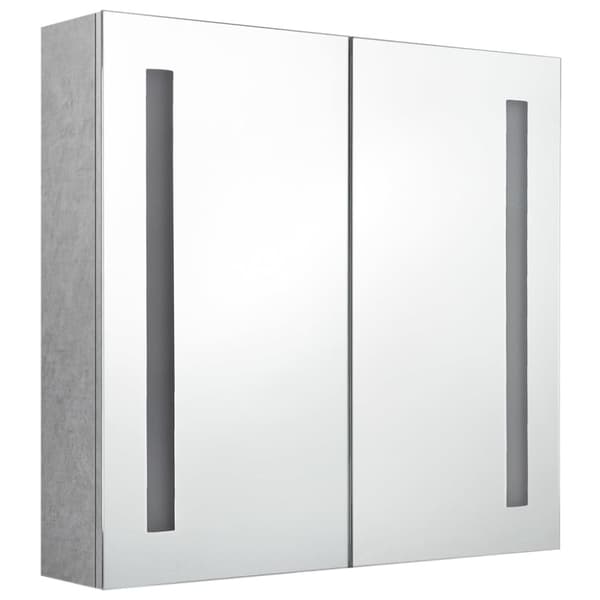 Badeværelsesskab med spejl + LED-lys 62x14x60 cm betongrå - Badeværelsesskab - Badeværelsesskabe - Home & Living
