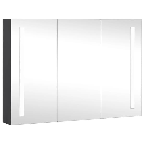 Badeværelsesskab med spejl + LED-lys 89x14x62 cm - Badeværelsesskab - Badeværelsesskabe - Home & Living