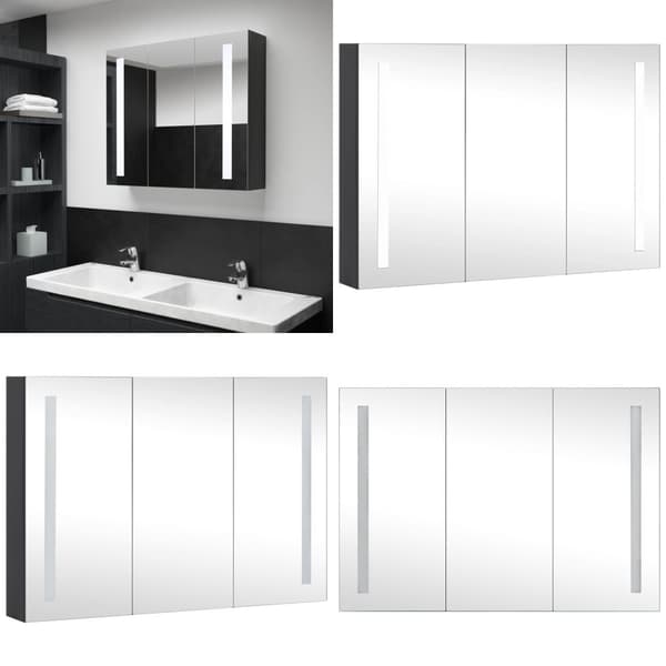 Badeværelsesskab med spejl + LED-lys 89x14x62 cm - Badeværelsesskab - Badeværelsesskabe - Home & Living