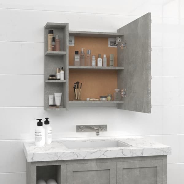 Spejlskab med LED-lys 70x16,5x60 cm betongrå - Spejlskab - Spejlskabe - Home & Living