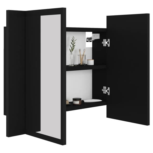 Kylpyhuoneen LED peilikaappi musta 60x12x45 cm akryyli - LED Peilikaappi - LED Peilikaapit - Home & Living